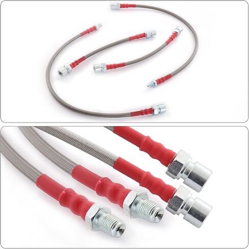 AJP Distributors Silver Stainless Steel Braided Oil Brake Lines Hoses Cables Kit 4PCS Front & Rear Set Compatible/Replacement For 944 1982 1983 1984 1985 1986 1987 1988 1989 82 83 84 85 86 87 88 89 in Saudi Arabia