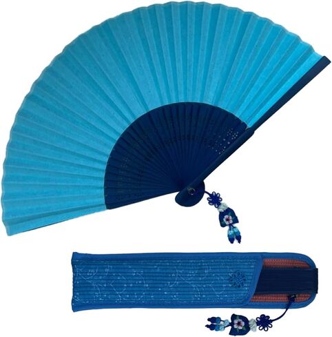 Korean Traditional Hand Held Folding Fan, 8.27"(21cm) Bamboo and Korean Paper (Hanji) Hand Fan - With a Fabric Sleeve for Protection, Korean Charming Elegant Vintage Retro Style (White) in Saudi Arabia