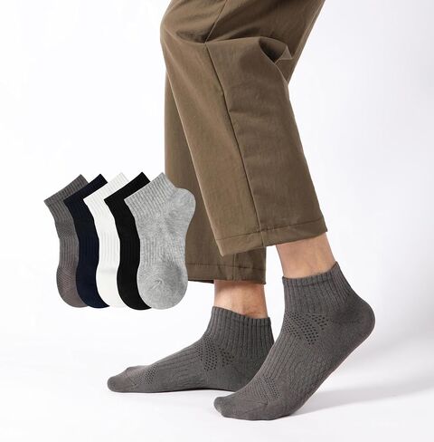 5 Pairs Men Ankle Running Socks No Show Low Cut Cotton Athletic Sports Socks for US Size 6-12 (Mixed) in Saudi Arabia
