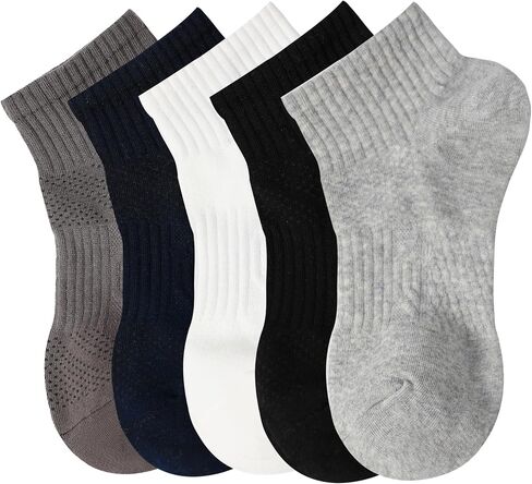 5 Pairs Men Ankle Running Socks No Show Low Cut Cotton Athletic Sports Socks for US Size 6-12 (Mixed) in Saudi Arabia