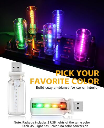 2 PCS USB Light for Car, Touch Control Mood Light with 7 Color Modes, Nightstand, Dimmable LED Light Strip for Car, Camping, Party – Portable, Low Power (Clear Lens) in Saudi Arabia