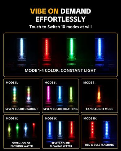 2 PCS USB Light for Car, Touch Control Mood Light with 7 Color Modes, Nightstand, Dimmable LED Light Strip for Car, Camping, Party – Portable, Low Power (Clear Lens) in Saudi Arabia