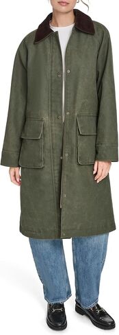 Levi's womens Levi's Women's Wax Look Long Barn Coat With Plaid Lining in Saudi Arabia