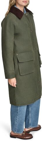 Levi's womens Levi's Women's Wax Look Long Barn Coat With Plaid Lining in Saudi Arabia