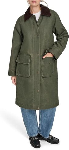 Levi's womens Levi's Women's Wax Look Long Barn Coat With Plaid Lining in Saudi Arabia