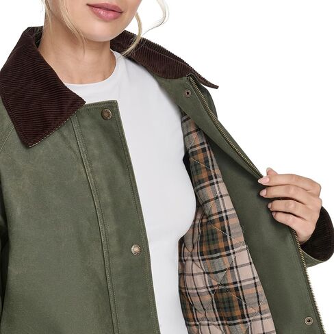 Levi's womens Levi's Women's Wax Look Long Barn Coat With Plaid Lining in Saudi Arabia