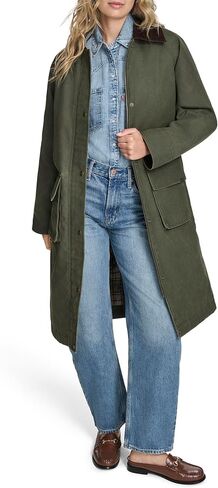 Levi's womens Levi's Women's Wax Look Long Barn Coat With Plaid Lining in Saudi Arabia