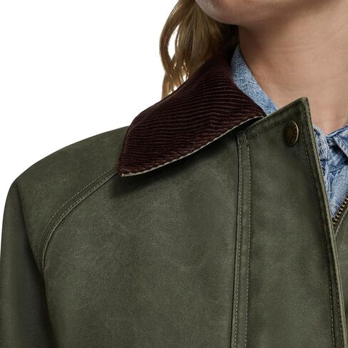 Levi's womens Levi's Women's Wax Look Long Barn Coat With Plaid Lining in Saudi Arabia
