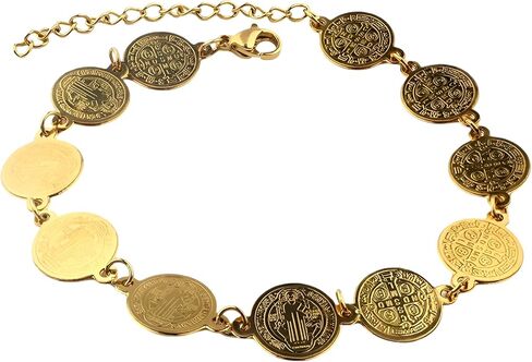 14K Gold Filled San Benito Bracelet For Women And Men, Saint Benedict Medal Bracelet Adjustable String Bracelets Religious, Pulseras De San Benito, Rosario De San Benito in Saudi Arabia