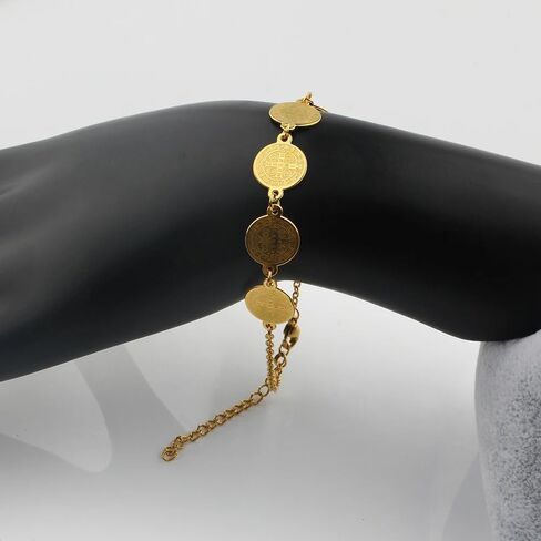 14K Gold Filled San Benito Bracelet For Women And Men, Saint Benedict Medal Bracelet Adjustable String Bracelets Religious, Pulseras De San Benito, Rosario De San Benito in Saudi Arabia