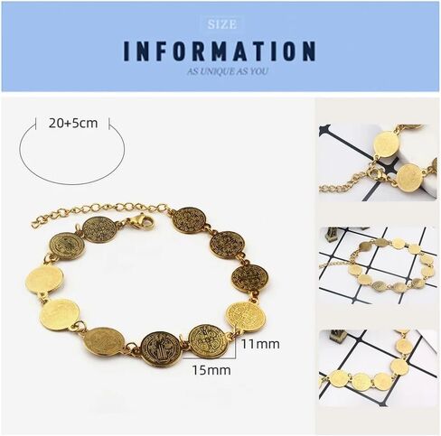 14K Gold Filled San Benito Bracelet For Women And Men, Saint Benedict Medal Bracelet Adjustable String Bracelets Religious, Pulseras De San Benito, Rosario De San Benito in Saudi Arabia