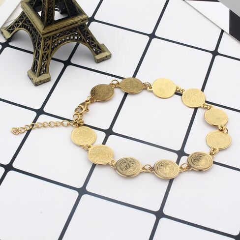 14K Gold Filled San Benito Bracelet For Women And Men, Saint Benedict Medal Bracelet Adjustable String Bracelets Religious, Pulseras De San Benito, Rosario De San Benito in Saudi Arabia