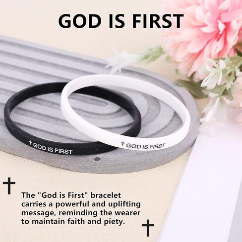2pcs God Is First Bracelet, Silicone Bible Verse Bracelets Inspirational Put God First Wristbands Christian Wristbands for Women Men Encouragement Religious Faith Gift in Saudi Arabia