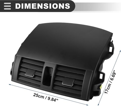 Motoforti Car Air Vent Panel Assembly, Front Center Dashboard A/C Outlet Vent Panel, for Toyota Corolla 2009-2013, Plastic, 55663-02060, Black in Saudi Arabia