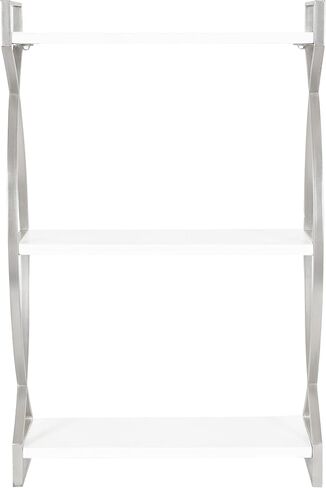 Kate and Laurel Arietta Modern Glam 3-Tier Wood and Metal Shelf; 18 x 7 x 28; White and Silver; Chic Contemporary Storage and Decor in Saudi Arabia