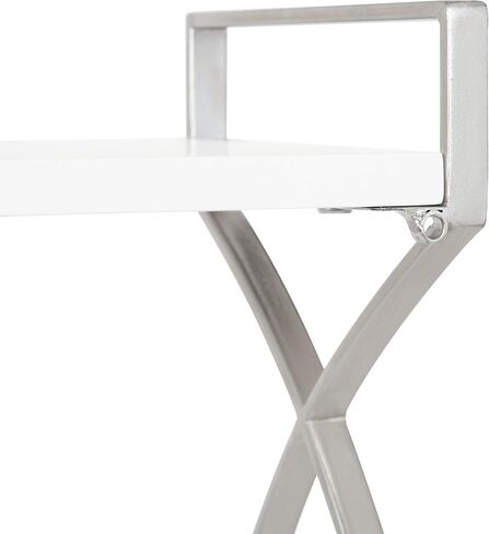 Kate and Laurel Arietta Modern Glam 3-Tier Wood and Metal Shelf; 18 x 7 x 28; White and Silver; Chic Contemporary Storage and Decor in Saudi Arabia