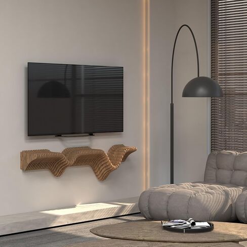 Parametric 40 inch Floating Shelf TV Unit Modern Geometric Wooden Wall Piece Decor Natural Oak Color 3D Wavy Living and Gaming Room Shelf in Saudi Arabia