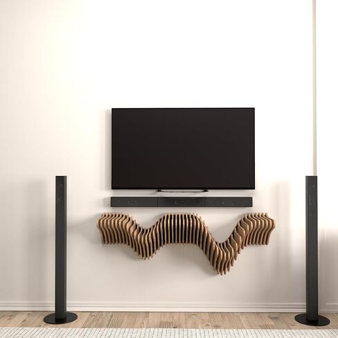Parametric 40 inch Floating Shelf TV Unit Modern Geometric Wooden Wall Piece Decor Natural Oak Color 3D Wavy Living and Gaming Room Shelf in Saudi Arabia
