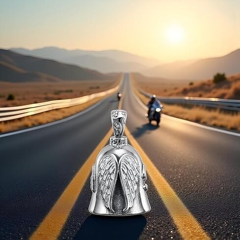 Silver Guardian Bell Motorcycle, Riding Bell Motorcycle Guardian Bell, Riding Luck Key Chain Bell, Winged Motorcycle Bell, Portable Guardian Ride Faster in Saudi Arabia