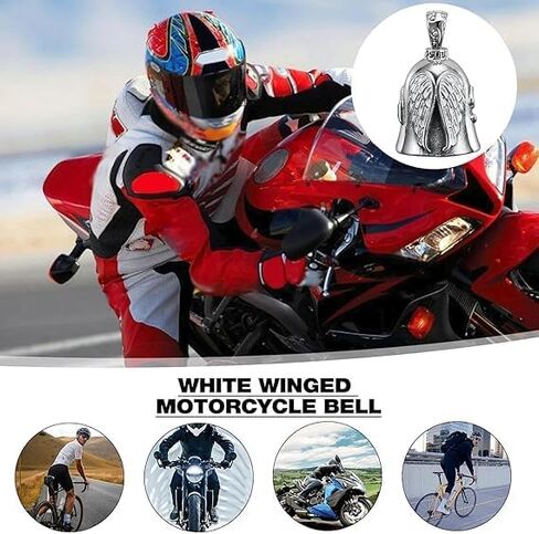 Silver Guardian Bell Motorcycle, Riding Bell Motorcycle Guardian Bell, Riding Luck Key Chain Bell, Winged Motorcycle Bell, Portable Guardian Ride Faster in Saudi Arabia