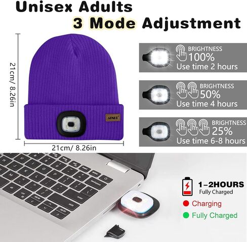ATNKE LED Lighted Beanie Hat and Scarf Suit,USB Rechargeable 4 LED Run Headlamp Lined Fleece Cap Light for Men and Women in Saudi Arabia
