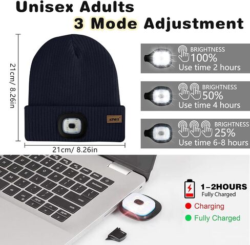 ATNKE LED Lighted Beanie Hat and Scarf Suit,USB Rechargeable 4 LED Run Headlamp Lined Fleece Cap Light for Men and Women in Saudi Arabia