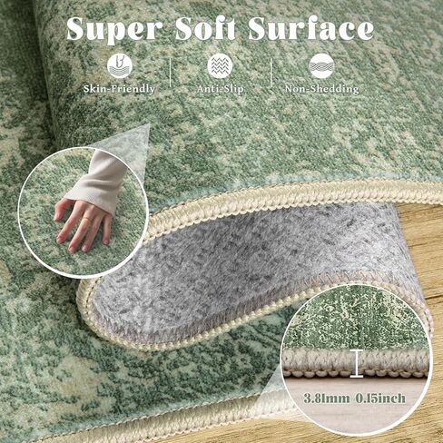 سجاد منطقة 5 × 7 سجادة قابلة للغسل، سجاد ناعم عتيق كبير لغرفة المعيشة ميدالية قديمة سجادة داخلية لغرفة النوم وغرفة الطعام وغرفة النوم والمكتب المنزلي وسجادة مقاومة للبقع (أزرق، 5 × 7 بوصة) in Kuwait