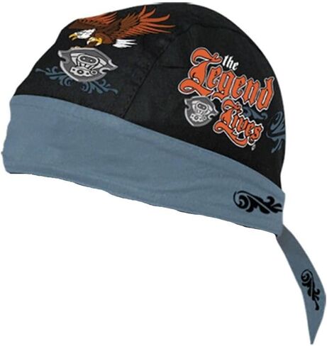 Generic Headwrap Durag Biker Bandana Skull Cap Legend Lives Black Orange Eagle Grey Patriotic Patriot USA American with Sweatband in Saudi Arabia