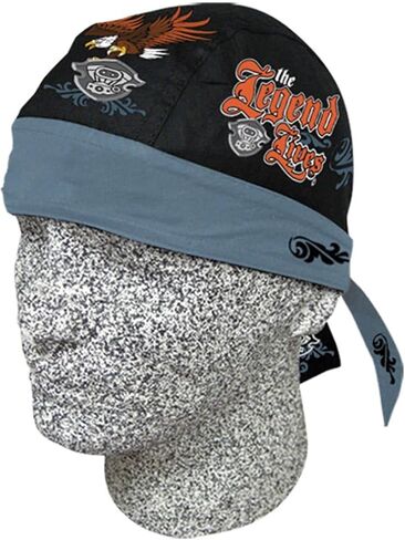 Generic Headwrap Durag Biker Bandana Skull Cap Legend Lives Black Orange Eagle Grey Patriotic Patriot USA American with Sweatband in Saudi Arabia
