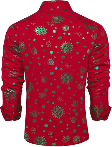 DiBanGu Mens Christmas Dress Shirts,Casual Xmas Long Sleeve Button Down Shirt for Men Holiday Festive Shirt Vacation Party in Saudi Arabia