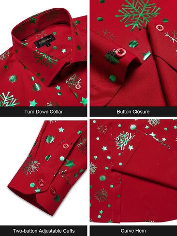 DiBanGu Mens Christmas Dress Shirts,Casual Xmas Long Sleeve Button Down Shirt for Men Holiday Festive Shirt Vacation Party in Saudi Arabia