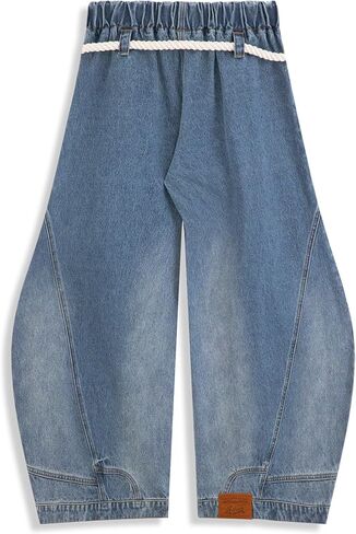 Aelfric Eden Baggy Barrel Jeans Reverse Loose Ripped Denim Pants for Women Men Elastic Waist Streetwear Y2k Trousers in Saudi Arabia