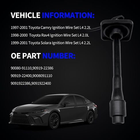 مجموعة أسلاك توصيل الإشعال متوافقة مع 1997 1998 1999 2000 2001 Toyota Camry L4 2.2L 1998-2000 Toyota Rav4 L4 2.0L 1999-2001 Toyota Solara L4 2.2L 90080-91110، 90919-22386، 90919-22400 in Saudi Arabia