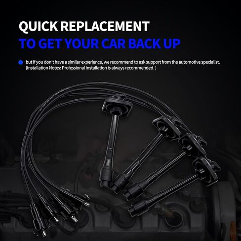 مجموعة أسلاك توصيل الإشعال متوافقة مع 1997 1998 1999 2000 2001 Toyota Camry L4 2.2L 1998-2000 Toyota Rav4 L4 2.0L 1999-2001 Toyota Solara L4 2.2L 90080-91110، 90919-22386، 90919-22400 in Saudi Arabia