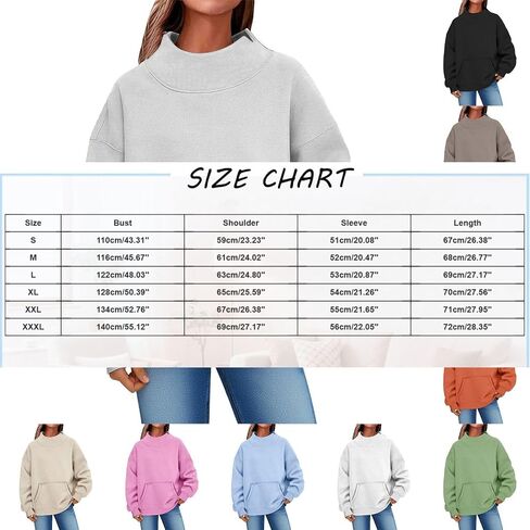 Womens Mock Neck Sweatshirt Oversized Mockneck Sweatshirts Long Sleeve Fleece Pullover Fall Turtleneck Sweatshirt in Saudi Arabia