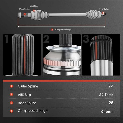 A-Premium Pair (2) Front CV Axle Shaft Assembly Compatible with Hyundai Santa Fe 2004 2005 2006 3.5L, FWD with 5-Speed Automatic Transmission, Driver and Passenger Side in Saudi Arabia
