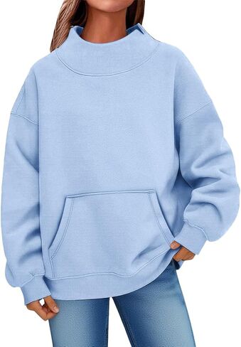Womens Mock Neck Sweatshirt Oversized Mockneck Sweatshirts Long Sleeve Fleece Pullover Fall Turtleneck Sweatshirt in Saudi Arabia
