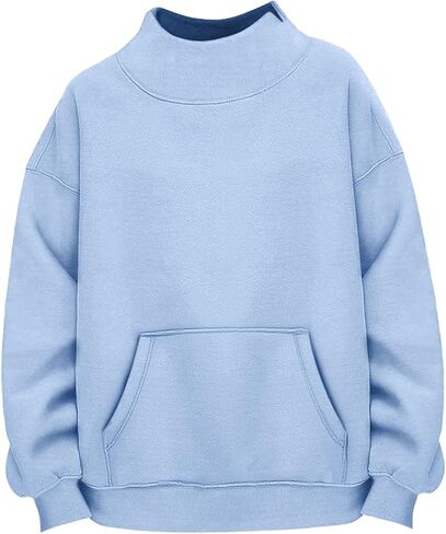 Womens Mock Neck Sweatshirt Oversized Mockneck Sweatshirts Long Sleeve Fleece Pullover Fall Turtleneck Sweatshirt in Saudi Arabia