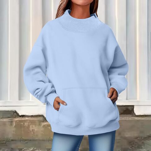 Womens Mock Neck Sweatshirt Oversized Mockneck Sweatshirts Long Sleeve Fleece Pullover Fall Turtleneck Sweatshirt in Saudi Arabia