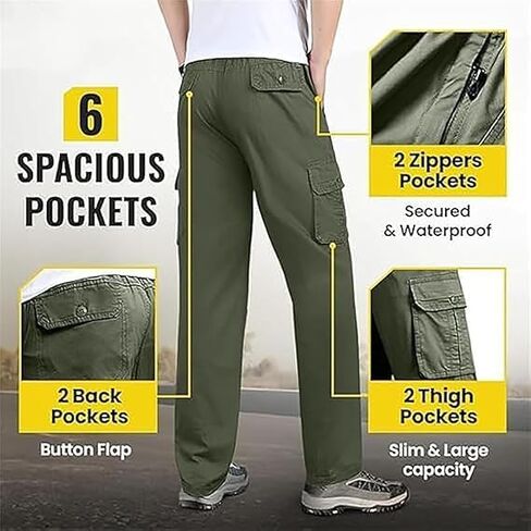 Liamkoa Cargo Pants للرجال، Liamkoa Flexrover - سروال كارجو مريح ومرن مع 7 جيوب in Kuwait