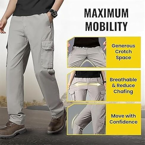 Liamkoa Cargo Pants للرجال، Liamkoa Flexrover - سروال كارجو مريح ومرن مع 7 جيوب in Kuwait