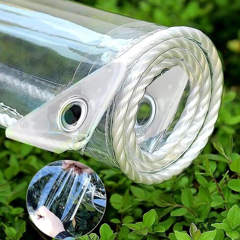 Clear Tarps with Grommets 14 Mil Clear PVC Tarp 400g/m² Thickened Tear Resistant, for Camping, Plants Greenhouse, Cars, Patio (3' X 6') in Saudi Arabia