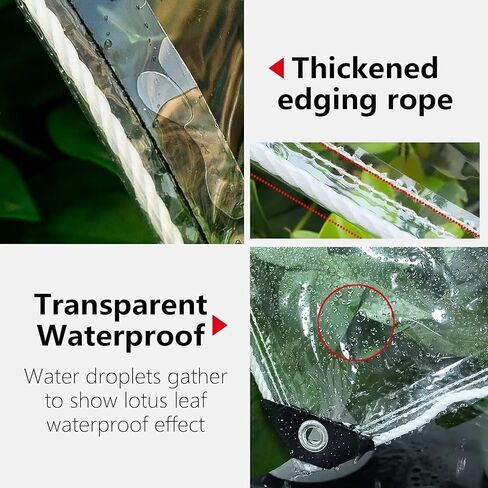 Clear Tarps with Grommets 14 Mil Clear PVC Tarp 400g/m² Thickened Tear Resistant, for Camping, Plants Greenhouse, Cars, Patio (3' X 6') in Saudi Arabia