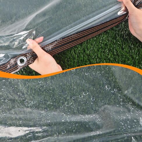 قماش القنب الشفاف مقاس 8 × 10 أقدام، أقمشة بلاستيكية مقاومة للماء شديدة التحمل مع حلقات من الفينيل الشفاف، قماش مشمع شفاف سميك لأسقف الفناء والبستنة ونباتات الدفيئة in Kuwait