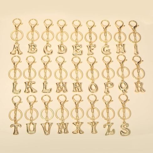 Gold Bubble Initial Keychain for Women Bag Charms Letter A-Z Keychain Alphabet Handbags Purse Charms Accessories in Saudi Arabia