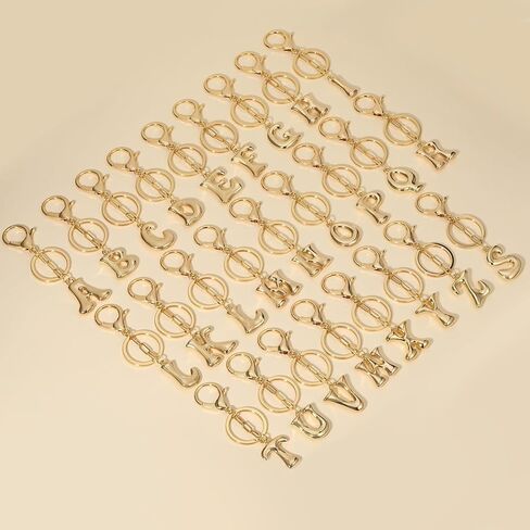 Gold Bubble Initial Keychain for Women Bag Charms Letter A-Z Keychain Alphabet Handbags Purse Charms Accessories in Saudi Arabia