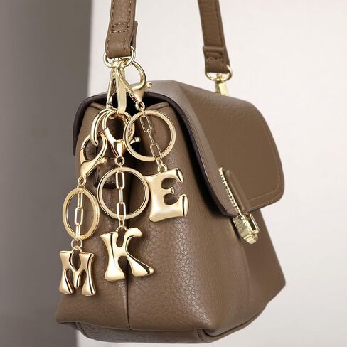 Gold Bubble Initial Keychain for Women Bag Charms Letter A-Z Keychain Alphabet Handbags Purse Charms Accessories in Saudi Arabia