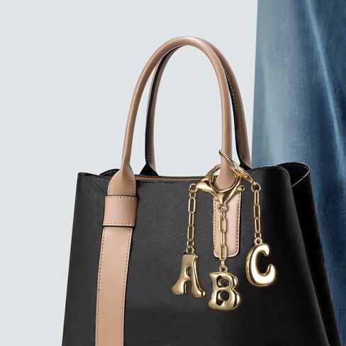 Gold Bubble Initial Keychain for Women Bag Charms Letter A-Z Keychain Alphabet Handbags Purse Charms Accessories in Saudi Arabia