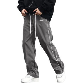 WZIKAI Men's Baggy Sweatpants Elastic Waist Drawstring Track Pants Y2K Casual Streetwear Parachute Pants with Pockets in Kuwait