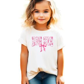 Pink Floral Big Sis Shirt for Toddlers, Girls & Teens Older Sister Coquette Bow T-Shirt in Kuwait